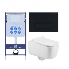 Комплект инсталляции с подвесным унитазом AQUATEK с сиденьем и кнопкой SET AQUATEK ЛУГАНО-017 4в1